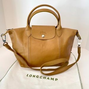 Longchamp Le Pliage Cuir Lambskin CUMIN small leather bag